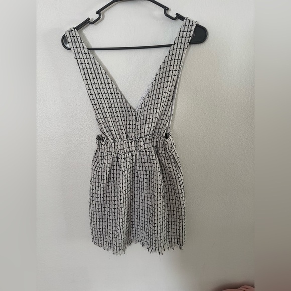 Frille Rose Overall Mini Dress Womens Small Black White Plaid Button Front - Picture 2 of 4